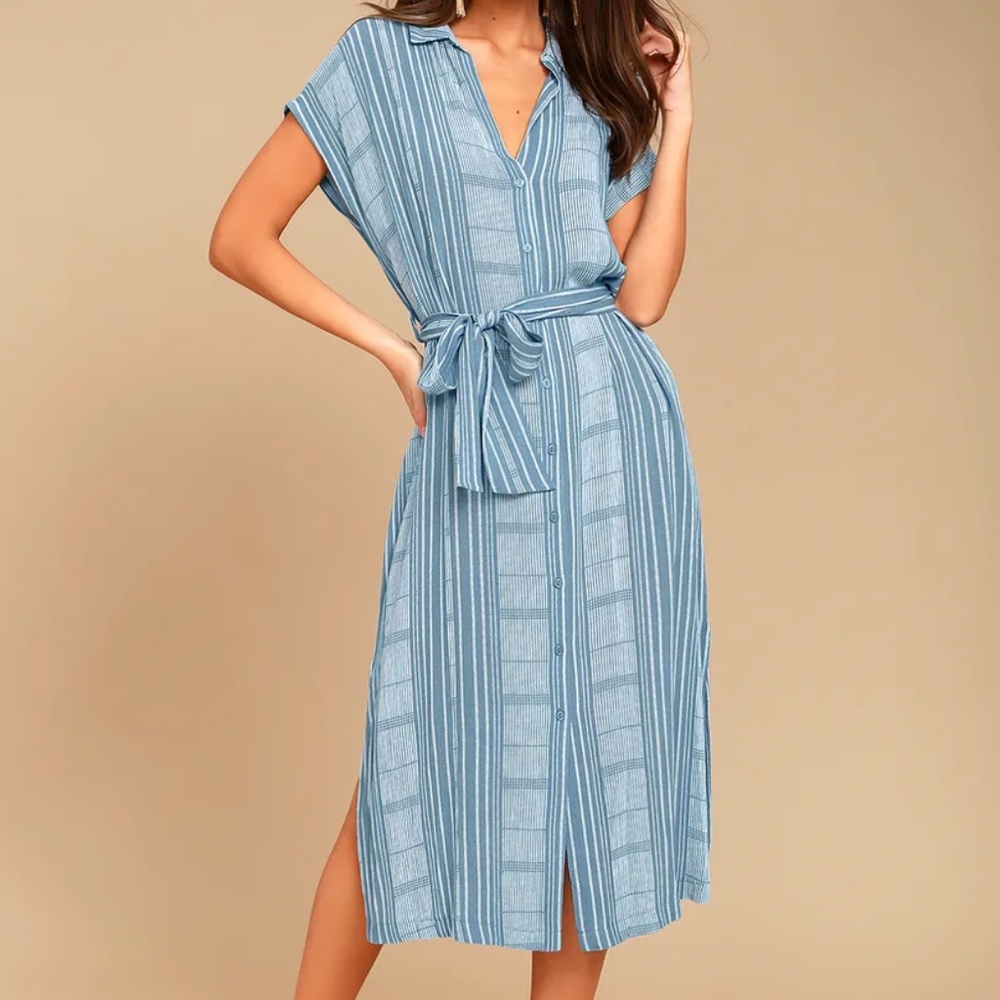 I'm the One Blue and White Striped Shirt Dress